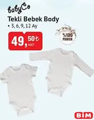 BABYCO TEKLİ BEBEK BODY 3,6,9,12 AY BABYCO TEKLİ BEBEK BODY 3,6,9,12 AY